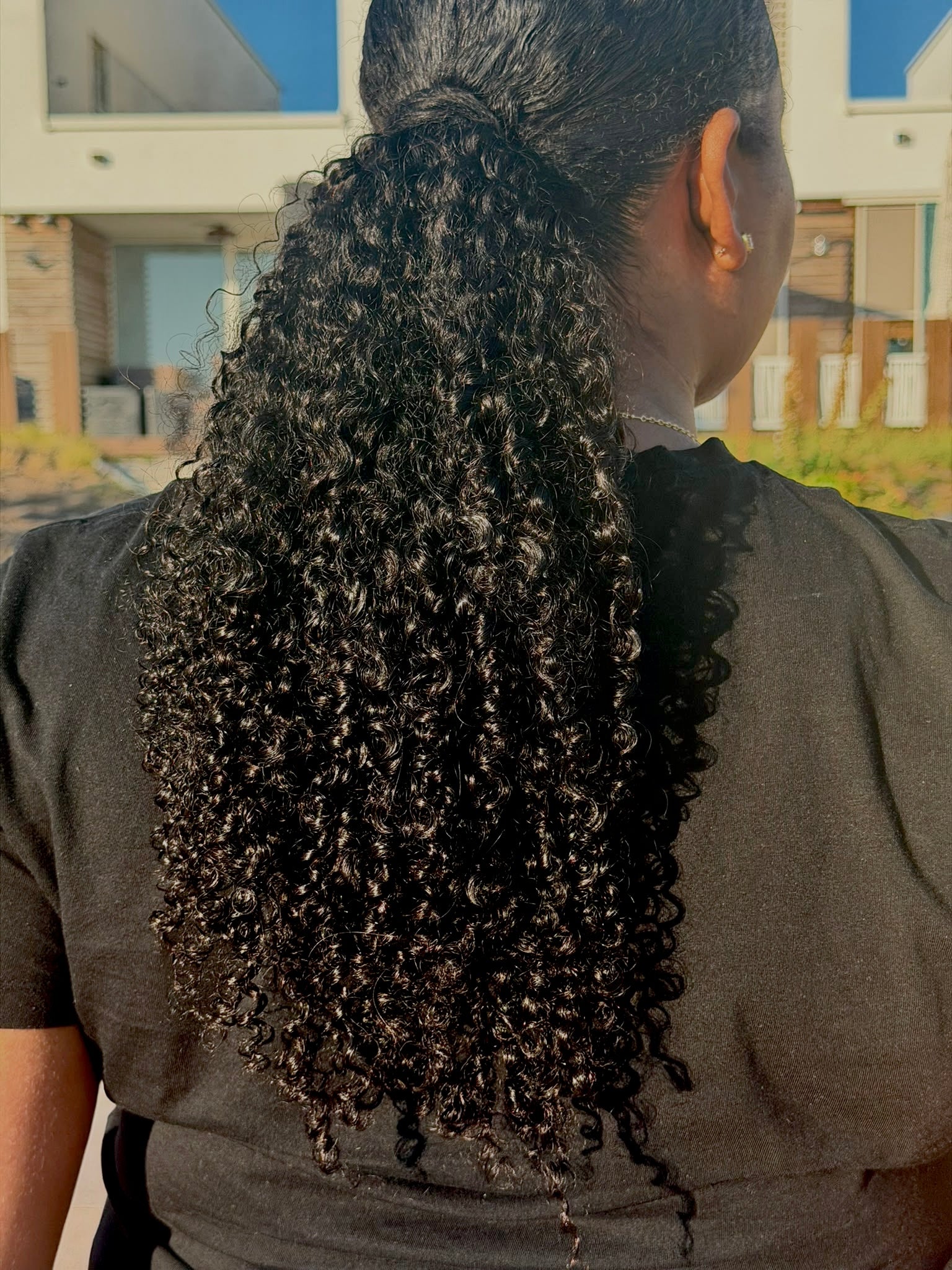 Pocket ponytail pixie curls